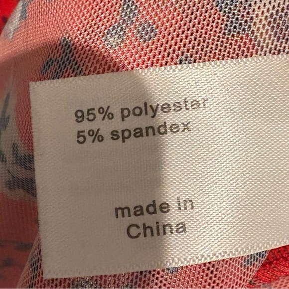 Lane Bryant 18/20 Red Patterned V-Neck Blouse - Picture 5 of 7